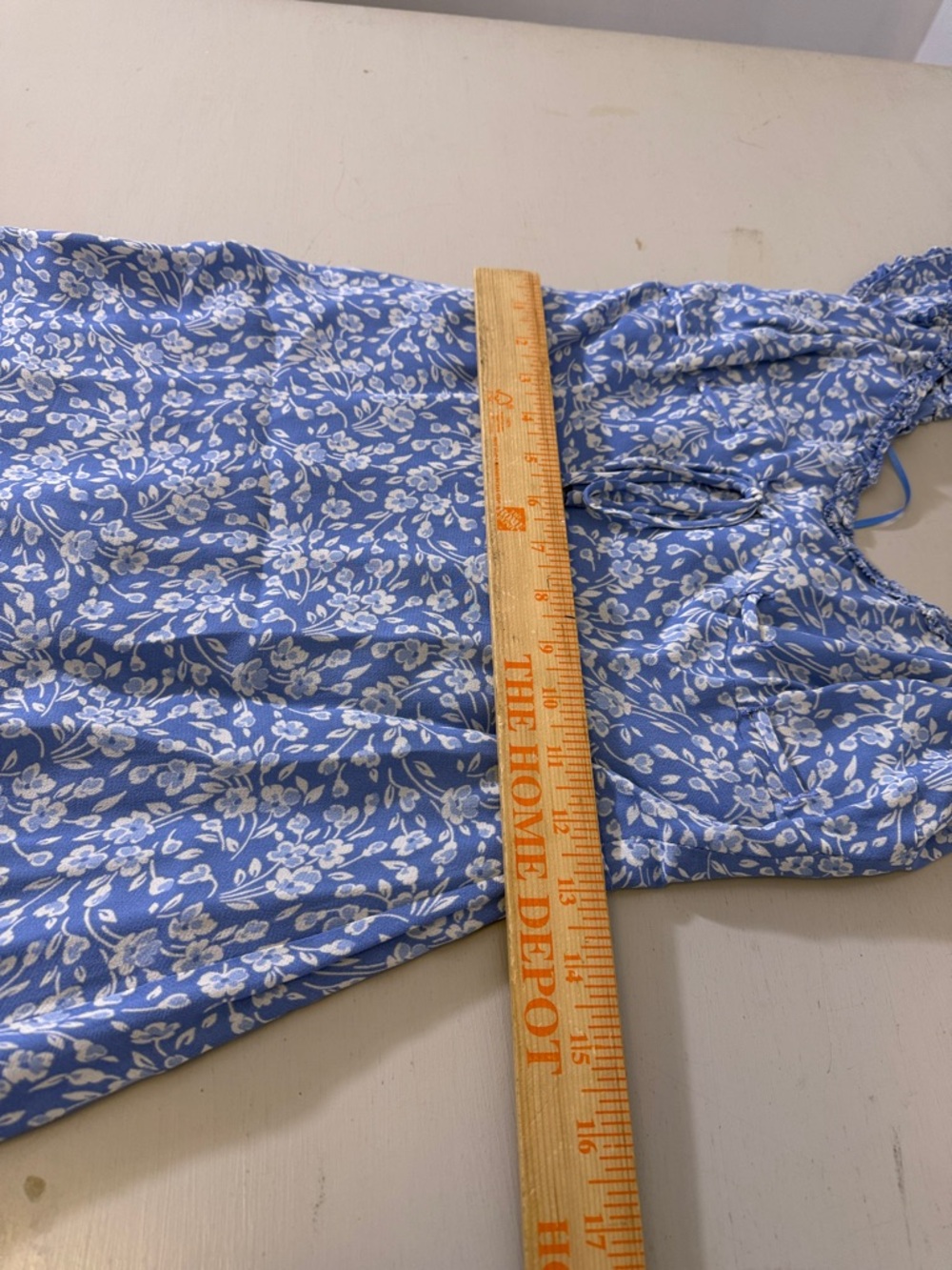 Reformation Marby Dress Blue Floral Asymmetrical Midi Puff Sleeve Size 6 - Picture 8 of 15